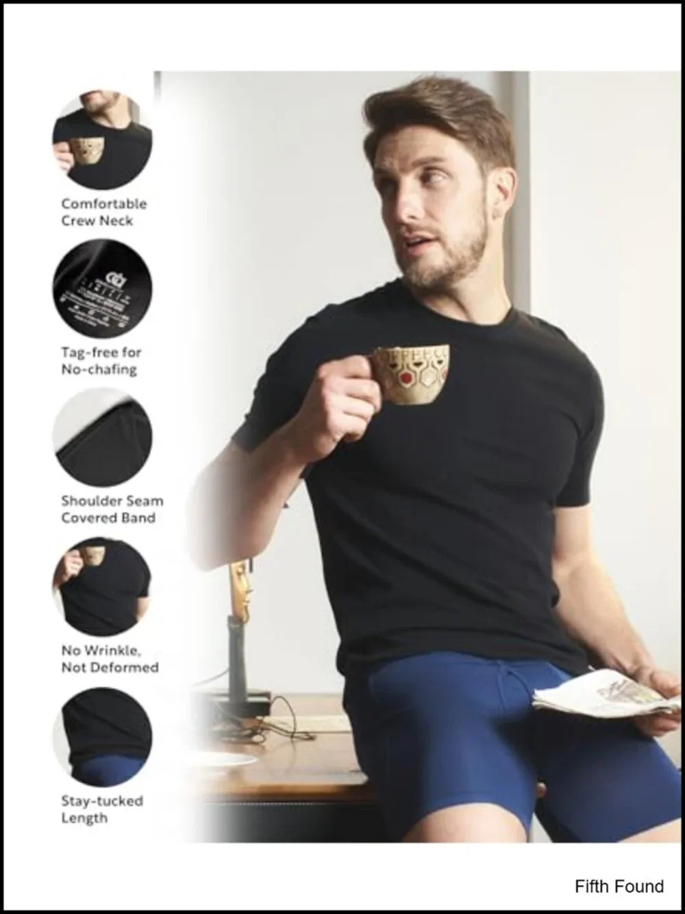 Men's 3-Pack Ultra Soft Micro Modal Undershirts Crewneck V-Neck Short Sleeve